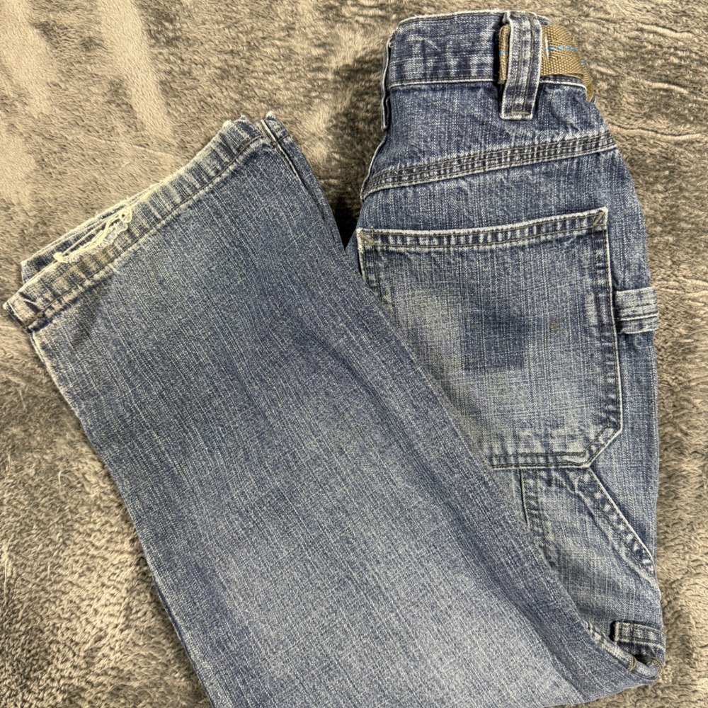 Old Navy Carpenter Jeans Kids Size 8 Blue Denim Utility Pants Vintage 2002 Q1/02
